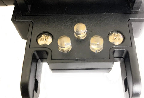 Close-up of Two Pack Bench Grinder Eye Shield Replacement With Built In LED Lights and mounting bracket
