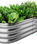 Galvanized Metal Raised Garden Bed Kit 4x2x1 Ft Outdoor Planter Box For Veggies And Flowers, featuring durable weatherproof design
