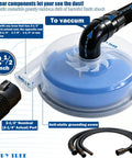 Low-Profile Cyclone Dust Separator with 2-1/2 Inch Hose High-Flow Dust Collector for Shops and Garages close-up view