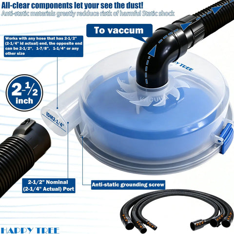 Low-Profile Cyclone Dust Separator with 2-1/2 Inch Hose High-Flow Dust Collector for Shops and Garages close-up view