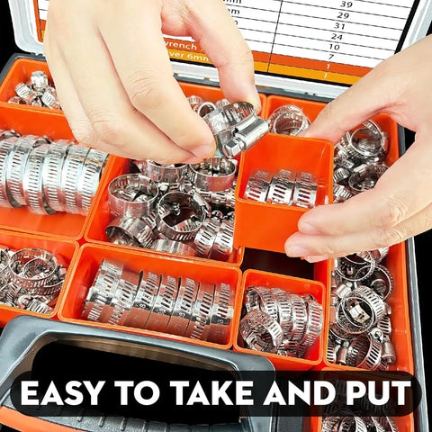 Beefy 210 Piece Worm Gear Hose Clamps Assortment Kit One Quarter Inch To Two Inch Six To Fifty One Millimeters 304 Stainless