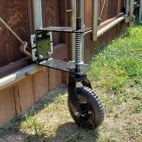 Heavy Duty 8 Inch Gate Wheel For Outdoor Wooden Gates And Fence Caster With Flat Free Tire, 200 Lb Capacity, Spring Loaded