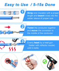 Kuject heat shrink solder-seal wire connectors kit, 120-piece, blue insulated butt connectors with steps front view