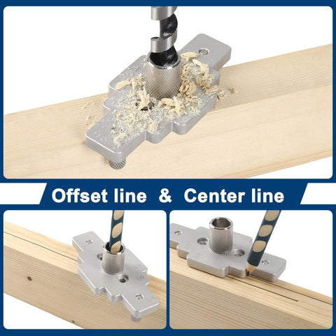 Self Centering Floating Shelf Dowel Jig Kit With Half Inch By Nine Inch Drill Bit For Hidden Bracket Install with drill guide