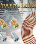 25 Ft Five Sixteenths Inch Brake Line Kit Pro Grade Copper Plated Iron Tubing With Sixteen Inverted Tube Nuts For Car Brake Repair