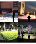 JUDYSSY 2000W Solar Flood Light Outdoor Portable Led Reflector Spotlight illuminating a garden in the dark with vibrant colors.