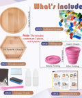 Ultimate Mosaic DIY Kit for Adults, Mixed Color Stained Glass Tiles with two wooden coaster bases and accessories included
