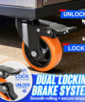4 Inch Caster Set Of 4 Dual Locking PU Casters With 2400Lb Capacity Swivel Wheels showing dual locking brake system