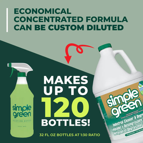 Concentrated Industrial Cleaner And Degreaser Heavy Duty Workhorse Cuts Through Stubborn Grease And Grime Without Breaking A Sweat Safe For Multiple Surfaces Pack Of Four Bottles with dilution bottle.