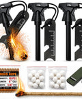 34 Piece Fire Starter Survival Kit With Three Ferro Rods And Striker Tinder Includes 20 Waterproof Tinder Balls And 10 Water Resistant Fire Ropes