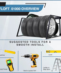 Heavy Duty Adjustable Garage Wall Tire Rack Storage For Seasonal Tires And More, 34 To 58 Inch Wide, All Steel Construction