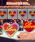Heart Shaped LED Soldering Kit With Diffused 4 Pin RGB LEDs Love Filament DIY Electronics Project glowing in various colors.