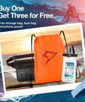 Floating Waterproof Dry Backpack With Waist Pouch And Phone Case 20L Orange with included phone pouch and bum bag.
