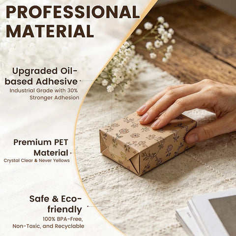 Clear Circle Stickers 1 Inch, 1440 Count on 20 Sheets, Glossy PET Film Seals for Packaging to Neatly Close Envelopes and Lightweight Paper Without Covering Logos or Text: clear seal on gift box