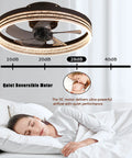 Quiet Low Profile Bladeless Ceiling Fan With Lights, app or remote control, 19.7 inch flush mount, dimmable 3 color LED.