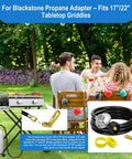 Five Foot Propane Adapter Hose With Regulator And 90 Degree Elbow For Tabletop Griddles Connects 1lb To 40lb Tanks on picnic setup