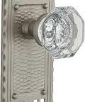 Craftsman Style Plate With Waldorf Crystal Knob, Passage Door Hardware In Satin Nickel, 2 And 3 Eighths Inch Backset, Includes Latch detail