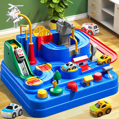 Epic Kids Car Race Track Set For Ages Three And Up With City Course Three Small Cars And Helicopter Six Interactive Buttons And Eight Challenges