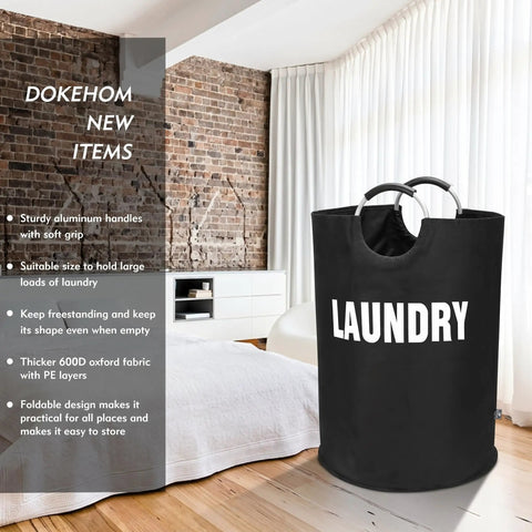 160L XXL Collapsible Laundry Basket With Aluminum Handle And Soft Grip Waterproof 600D Oxford Double Layer Laundry Bag in a bedroom.
