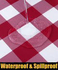 Buffalo Plaid Elastic Waterproof Fitted Vinyl Tablecloth With Flannel Backing Windproof Non Slip Outdoor Dining Table Cover