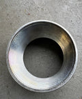 Rock Solid Four Inch Galvanized Steel Conduit Coupler For Electrical Raceway Systems Pro Grade Raceway Splice Sleeve top view with threaded design