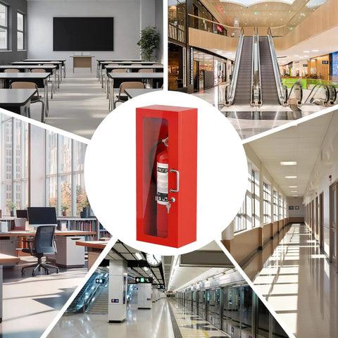 Wall Mount Fire Extinguisher Cabinet With Handle And Lock Red Heavy Duty Steel Storage Box For 10Lb Extinguisher Built To Last