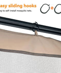 Universal 4 Panel Gazebo Mosquito Netting Replacement With Double Zipper Mesh Sidewalls 12x14 Ft easy sliding hooks close-up