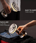 Person holding Portable LED Table Lamp With Touch Sensor, Three Level Brightness, 1500mAh Rechargeable Battery, Silver