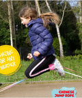 Girl playing with Chinese Jump Rope And Rubber Twist Set For Kids With Gummitwist Style in park, outdoor toy for ages 8 to 12