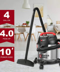 Stainless Steel 4 Gallon Wet Dry Shop Vacuum With Lightweight Portable Design Beast Power 4 HP Motor in a modern living room