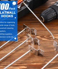 100 Pack Slatwall Hooks 6 And 8 Inch Silver Metal Pegs For Garage Shop Retail Display Heavy Duty Slatwall Hangers to organize.