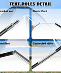 Replacement Tent Poles For Wakeman 2 Person Dome Tent showing pole bracket, elastic cord, and connection details