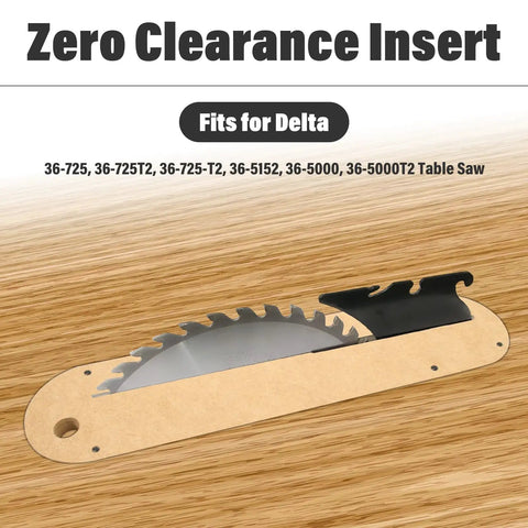 Zero Clearance Insert Throat Plate Kit For Delta Table Saws 36-725 36-725T2 36-5152 36-5000 36-5000T2 3 Pack shown in use