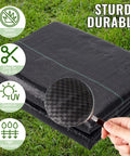 Heavy Duty Weed Barrier Landscape Fabric For Gardens And Lawns, Premium Weed Control, on grass, close-up texture view