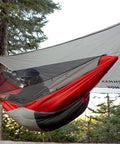 Mantis Ultralight Hammock With Mosquito Net And Storage Bag For All Seasons, Featherlight Levitas 20D Nylon Ripstop Fabric in use