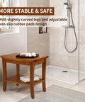 Bathroom with 20 Inch Teak Shower Bench Waterproof Wooden Chair For Indoor Use With Shelf Non Slip Bath Stool