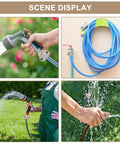 Quick Garden Hose Repair Kit With 3 Aluminum Connectors And Zinc Clamps Fixes Leaks On 3/4 Inch And 5/8 Hoses Perfect For Outdoor Faucets and Yard Care Essentials hose repair kit in use on blue garden hose