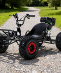 Gas Powered Go Kart For Adults And Kids With 7 Inch Off Road Tires 31 MPH Top Speed Two Point Five Liter Fuel Tank Premium Steel Frame