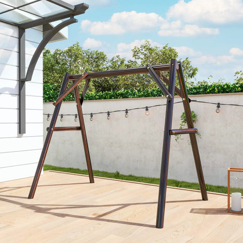 Heavy Duty A-Frame Porch Swing Stand For Outdoor Use Free-Standing Wooden Swing Frame With 660 Lb Capacity Carbonized Finish