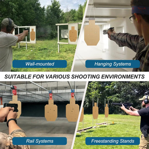 Shooters using 22 Pack 15 By 9 Inch Silhouette Cardboard Targets For Shooting Range Practice And Competitions With Paster in various settings