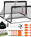 Backyard Pop Up Soccer Goals Set of 2 for Kids, 4x3ft Training Nets With Soccer Ball, Pump, Adjustable Ladder, Cones and Targets, Black