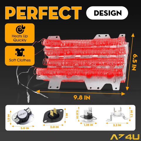 Best Pro Grade Dryer Heating Element Replacement For Samsung DV45K6500EV DV45K6500EW DV45K6200EZ DV52J8700EP electric coil design