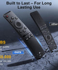 Two Pack Universal Smart TV Remote Replacement For All Models Backup Remotes Bundle With Easy Swap Fully Compatible Batteries Not Included Keep One On Hand For Quick TV Control showing durability comparison.
