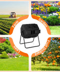 Dual Chamber Compost Bin With 43 Gallon Capacity Rotating Tumbler For Fast Easy Composting Sliding Doors ideal for garden use