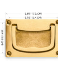 Inlaid Flush Brass Cabinet Handles Set Of 2, Overall 2.83 W X 1.89 H X 0.31 D Inches, Handle 2.09 W X 1.38 H X 0.24 D Inches