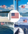 Boat Flag 12x18 Inch For Marine Use With 4 Flag Pole Kits USA Flag With 50 Embroidered Stars Heavy Duty Clips waves in ocean breeze