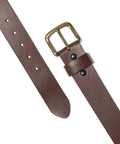Men's Bridle Leather Belt With Classic Harness Buckle And Scratchless Design, Size 36, Brown With OEB Finish, Double Snap Back
