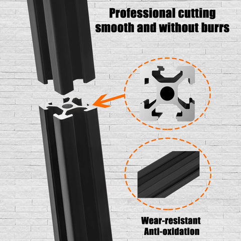 Four Piece 39.3 Inch 2020 Aluminum Extrusion With T Slot Rail European Standard Anodized Black for 3D printer use