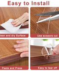Image showing installation steps for Rock Solid Clear Corner Protectors For Baby Proofing, including cleaning, cutting, pasting, and easy removal.