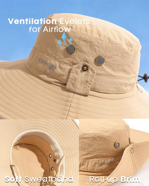 Men's UPF Sun Hat With Wide Brim Bucket Style For Fishing And Outdoors, Breathable Ventilated Design With UV Protection features
